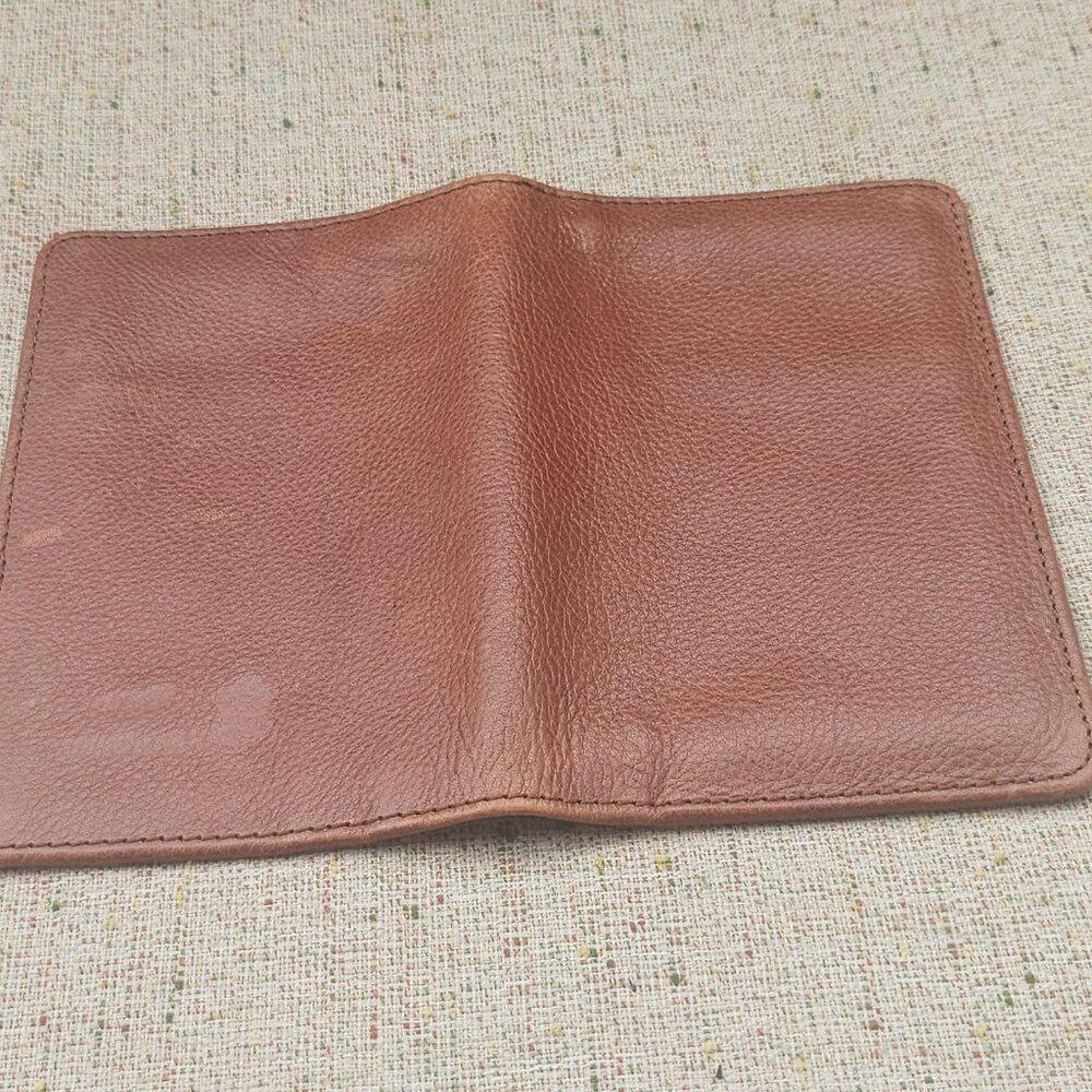 Travel Passport Holder Card Holder Brown Real Genuine Leather Handmade Purse - Picture 7 of 11